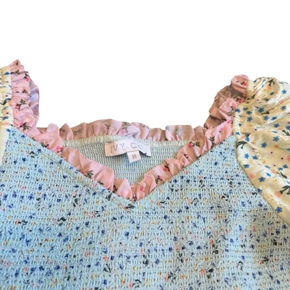 Ivy City Co Pastel Blue and Pink Tiered Midi Dress NWOT - Picture 5 of 14